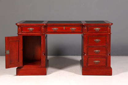 Wunderschöner Englischer Schreibtisch Mahagoni Lederauflage Bürotisch Office Desk Antik Vintage