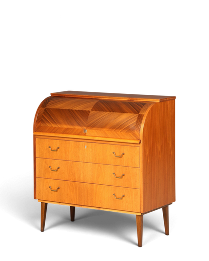 Stilvoller Mid Century Rollladen Sekretär echt Holz Büro Schrank Vintage Schreibkommode