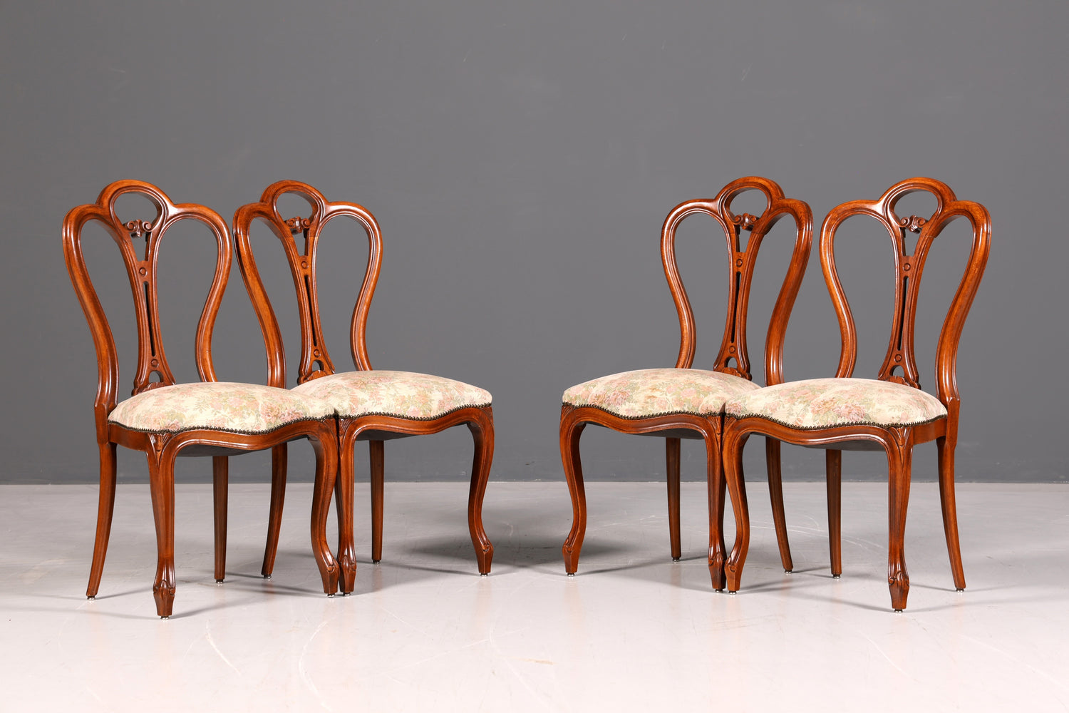 4x Traumhafte Louis Philippe Stühle um 1880 Chippendale Stuhl Set Antik Sekretär Stühle