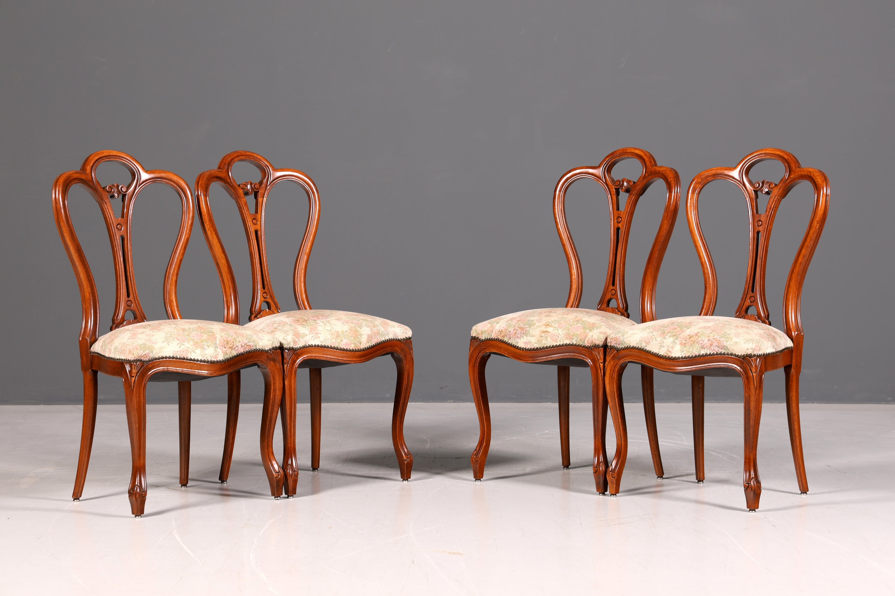 4x Traumhafte Louis Philippe Stühle um 1880 Chippendale Stuhl Set Antik Sekretär Stühle