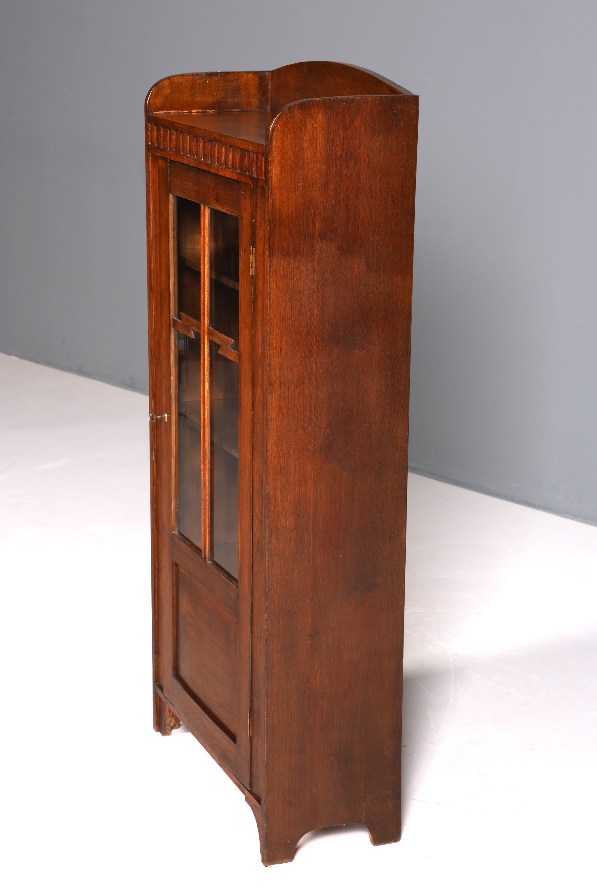 Traumhafte Jugendstil Vitrine Antike Eiche Holz Bücherschrank Antik Schrank Geschirrschrank