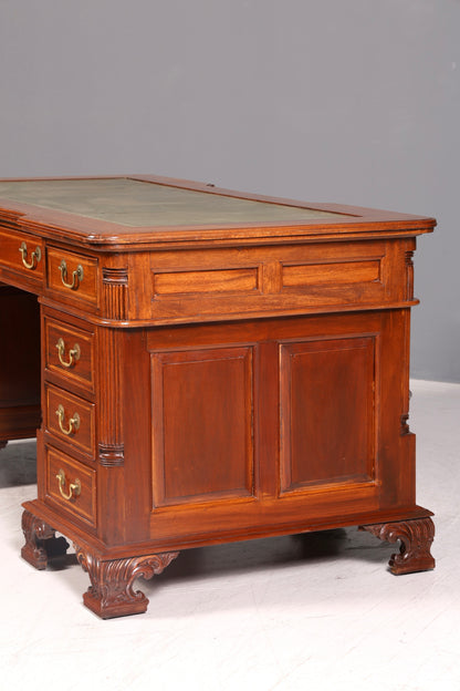 Wunderschöner Englischer Schreibtisch echt Lederauflage Bürotisch Office Desk Antik Vintage