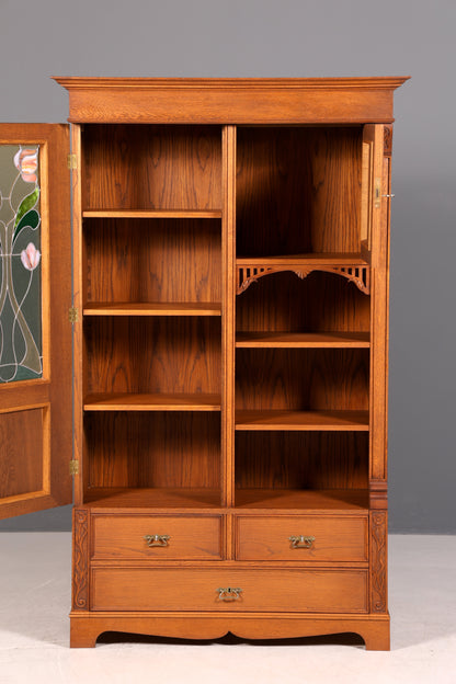 G783 Finish Traumhafte Jugendstil Vitrine Antike Holz Bücherschrank Eiche Antik Schrank Geschirrschrank (Kopie)