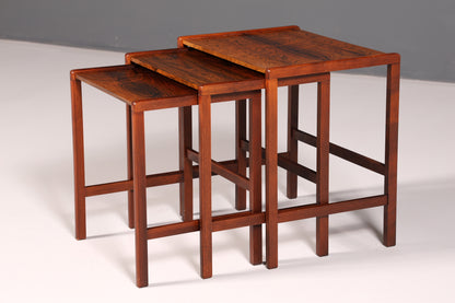 Filigranes Mid Century Tisch Set Couchtisch Palisander 3er Satz Ablagetisch Beistelltisch Satztische Vintage