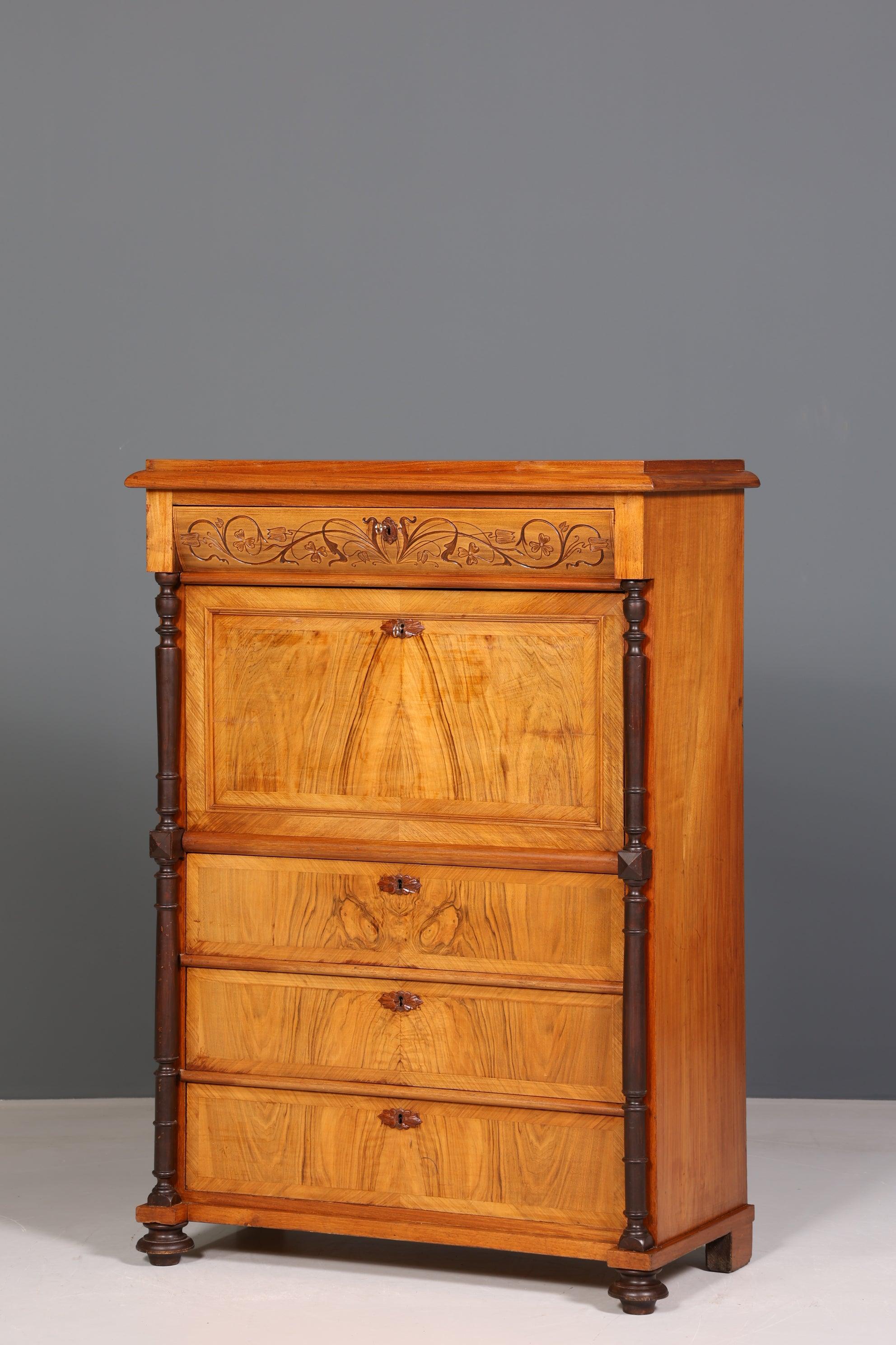 Stilvoller Gründerzeit Sekretär Vertiko Jugendstil Highboard Louis Philippe Kommode um 1880