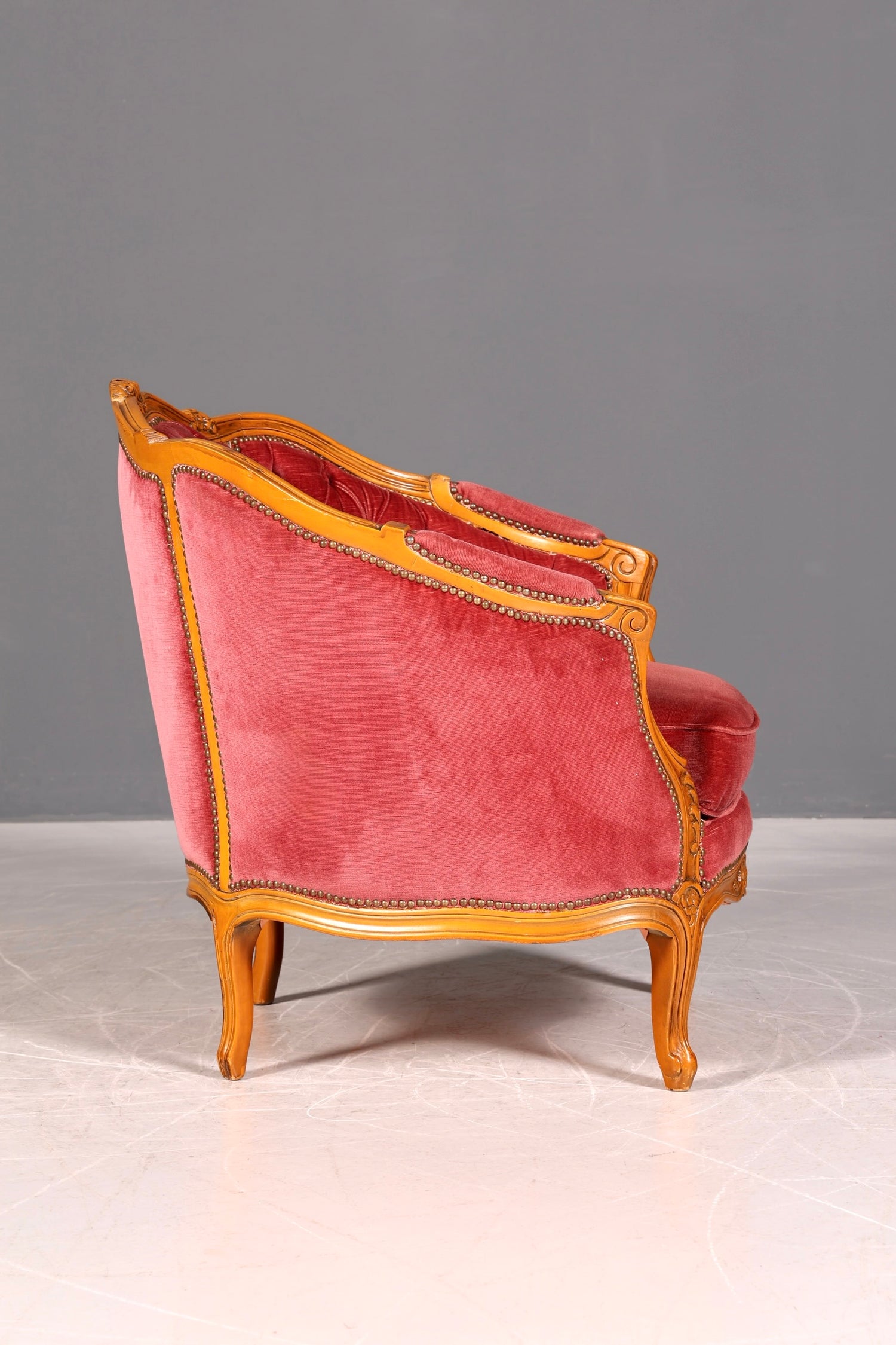 G065 Finish cm Edler Chippendale Armlehnsessel Barock Stil Sessel Armchair Samt Stoff Sessel