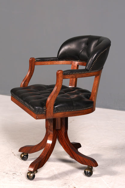 Wunderschöner Englischer Bürostuhl Captain Chair Englisch echt Leder Sessel Bürosessel