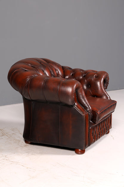 Wunderschöner Original Chesterfield Centurion Sessel Englischer Armlehnsessel Echt Leder Herrensessel Vintage 2 von 2