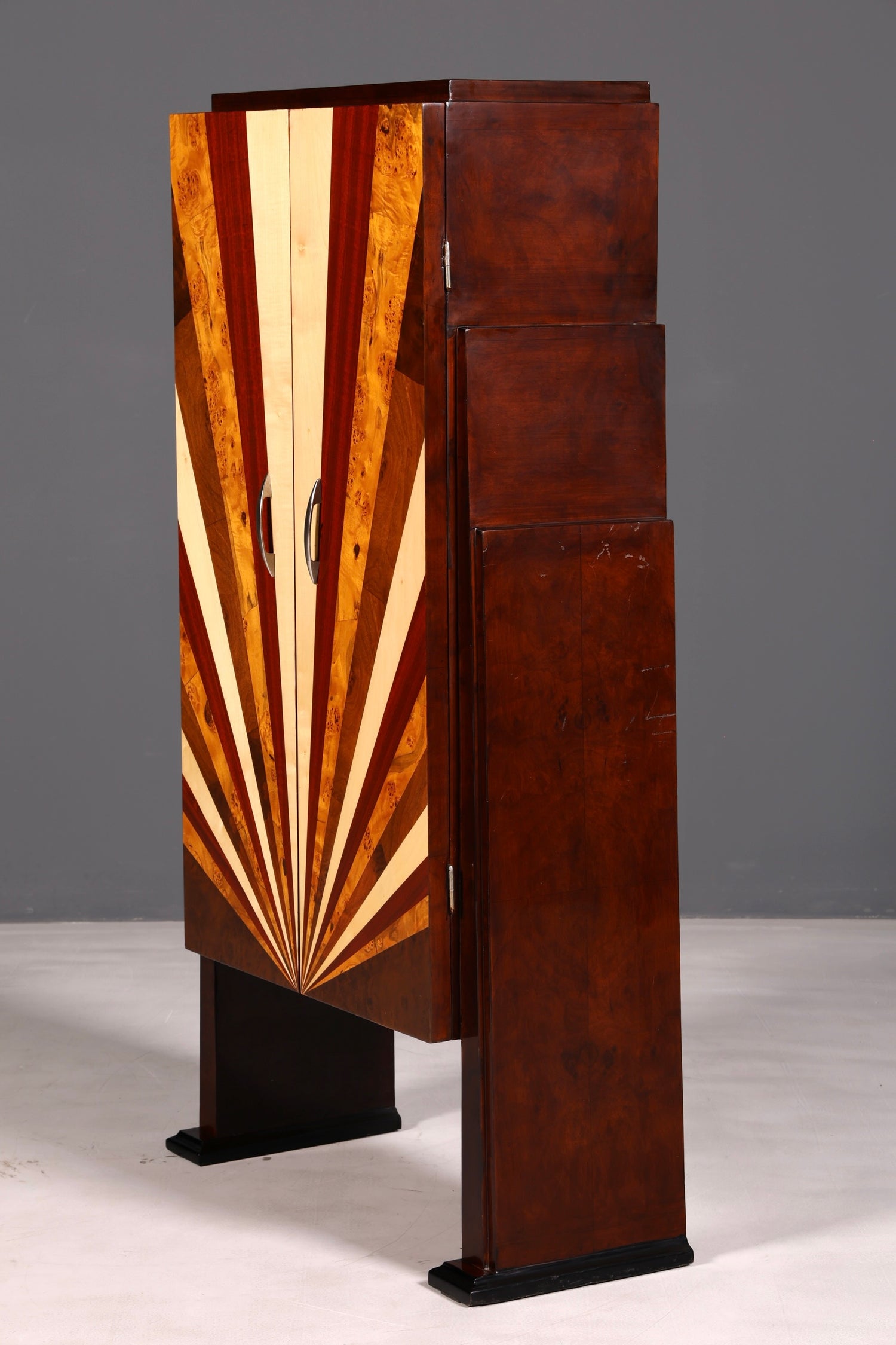 Stunning Art Deco designer cabinet, highboard, chest of drawers, vertiko, Sun, linen cabinet, hallway cabinet
