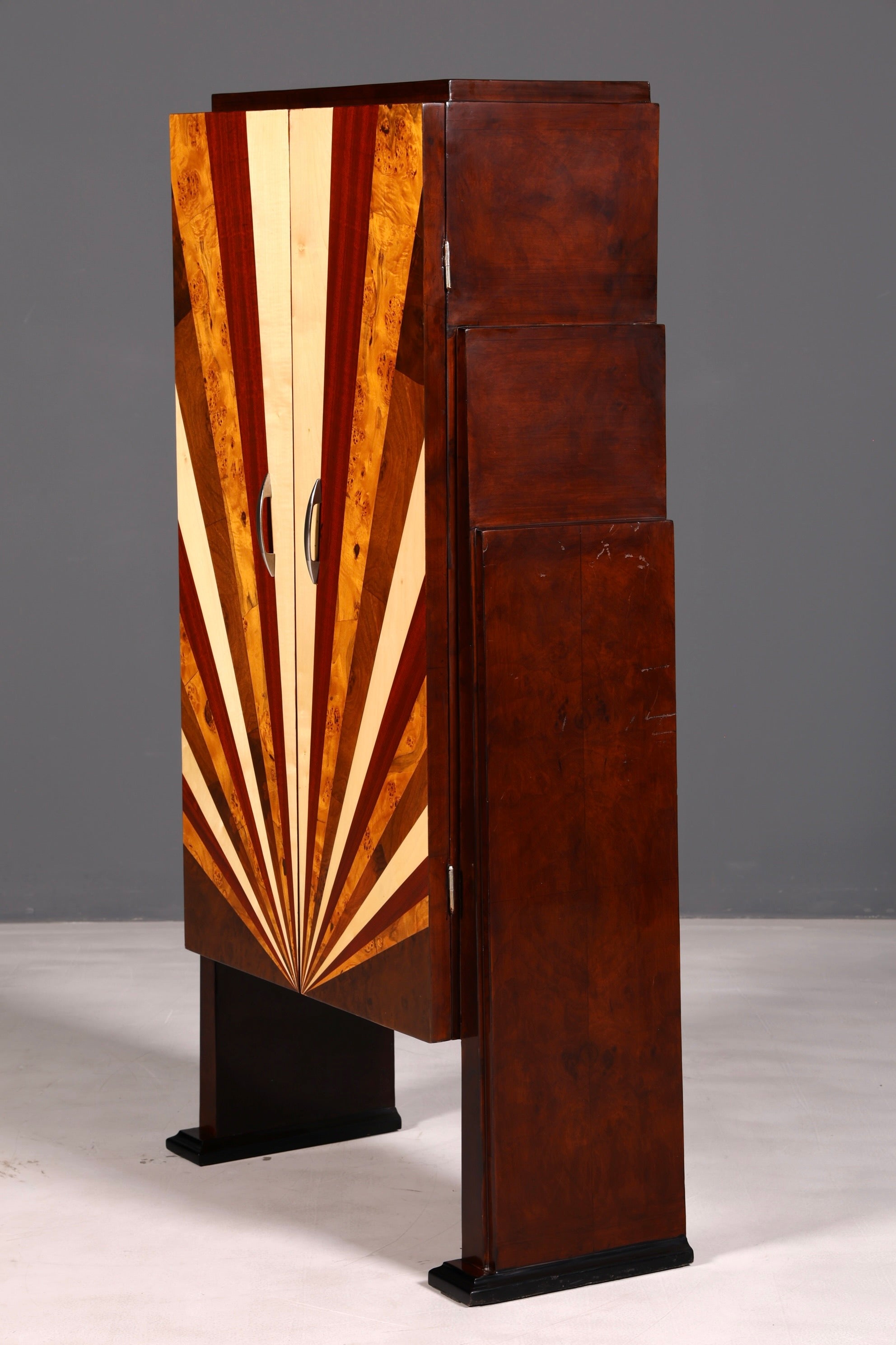 Stunning Art Deco designer cabinet, highboard, chest of drawers, vertiko, Sun, linen cabinet, hallway cabinet