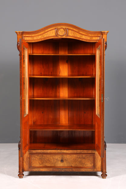 Traumhafte Louis Philippe Vitrine Antik Biedermeier Schrank echt Holz um 1880