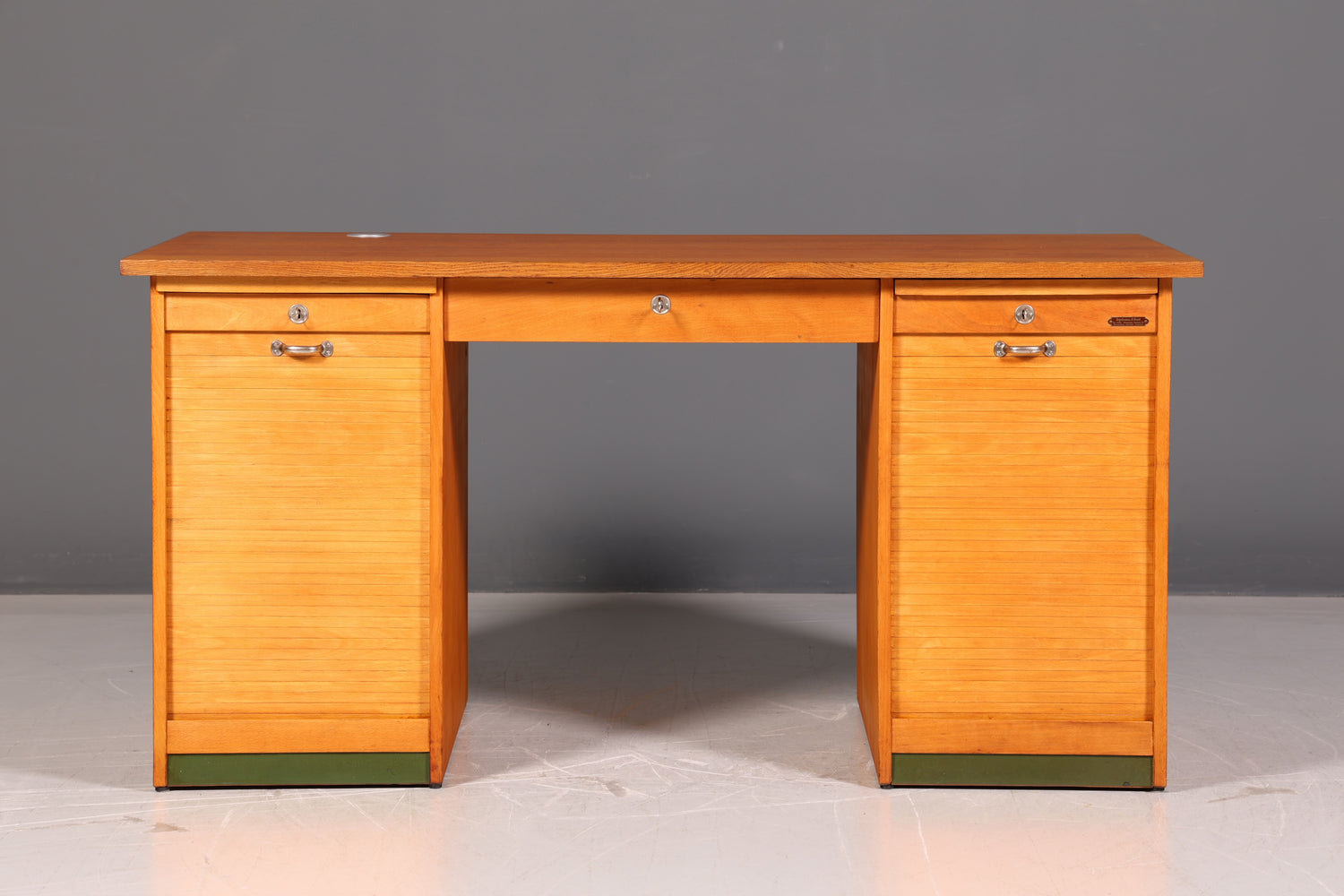 Wunderschöner Bauhaus Rollladen Schreibtisch Mid Century Echt Holz Bürotisch Office Table Vintage