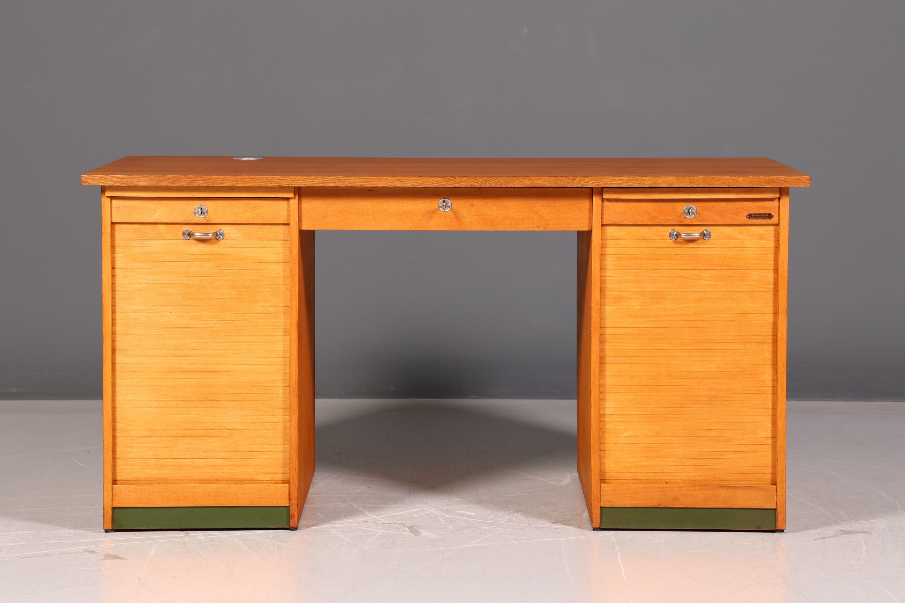 Wunderschöner Bauhaus Rollladen Schreibtisch Mid Century Echt Holz Bürotisch Office Table Vintage