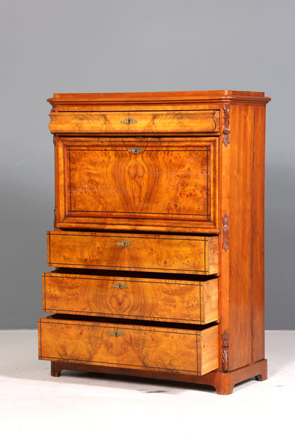 Stilvoller Louis Philippe Sekretär um 1880 Gründerzeit Antik Vertiko Schrank Chiffoniere Schubladenkommode