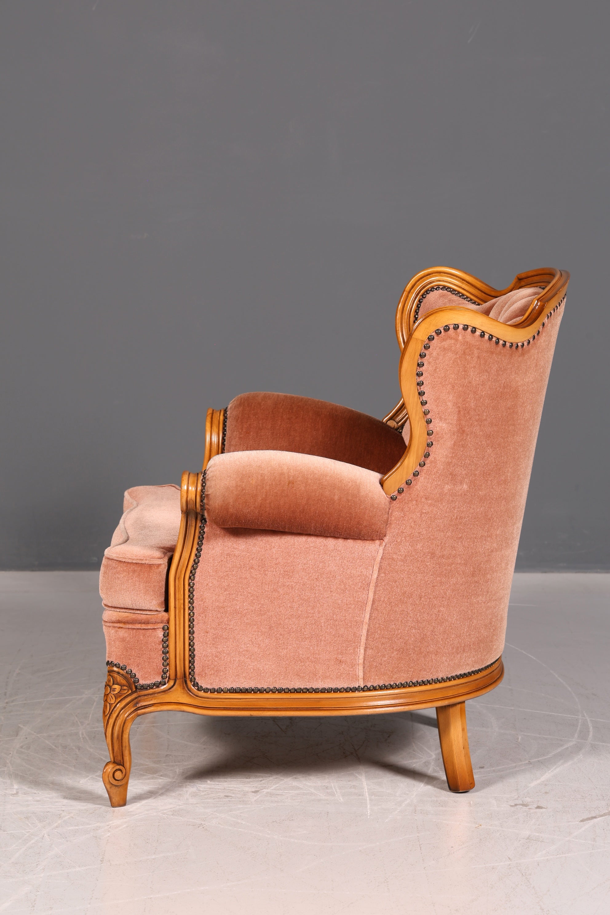 Edler Chippendale Armlehnsessel Barock Stil Samt Stoff Sessel Armchair Rococo Antik 4 von 4