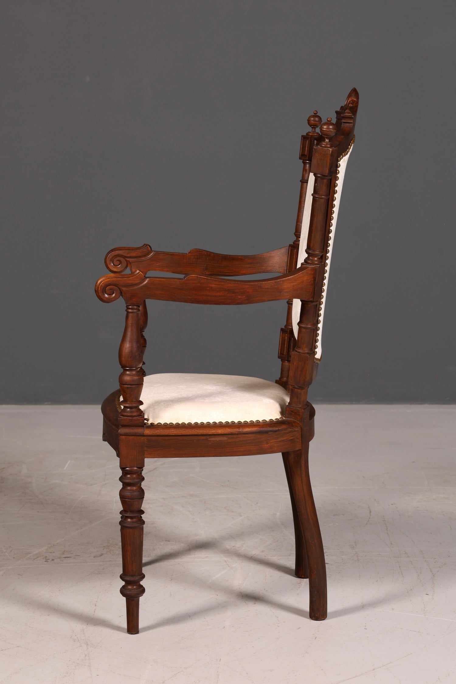 Elegant Neo-Renaissance armchair, antique chair, Gründerzeit secretary chair, desk chair, upholstered chair, 1 of 2