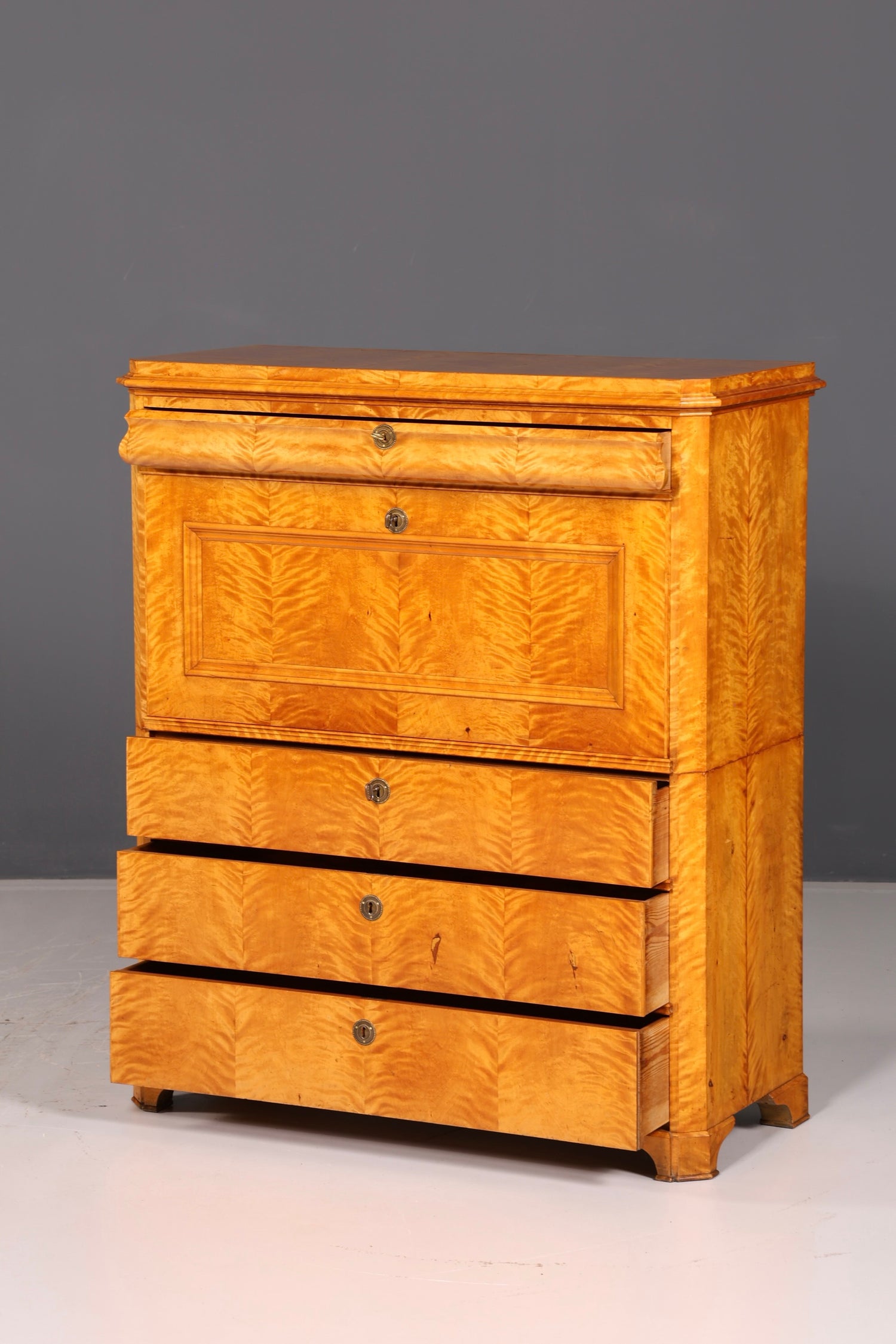 Impressive Biedermeier Secretary Cabinet, Antique Vertiko Chest of Drawers, Office Writing Desk, Sideboard