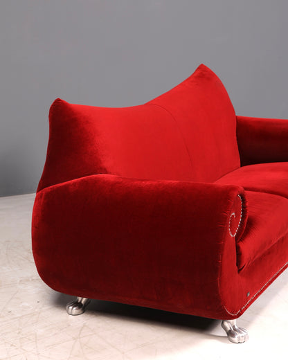Opulentes Bretz Gaudi Rotes Samtsofa Designer Couch 3-Sitzer Sofa Barock Bordeaux Samt