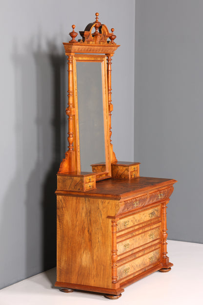 Wunderschöne Louis Philippe Kommode mit Spiegelaufsatz Gründerzeit Frisierkommode Holz Schrank Antik Flurschrank um 1880