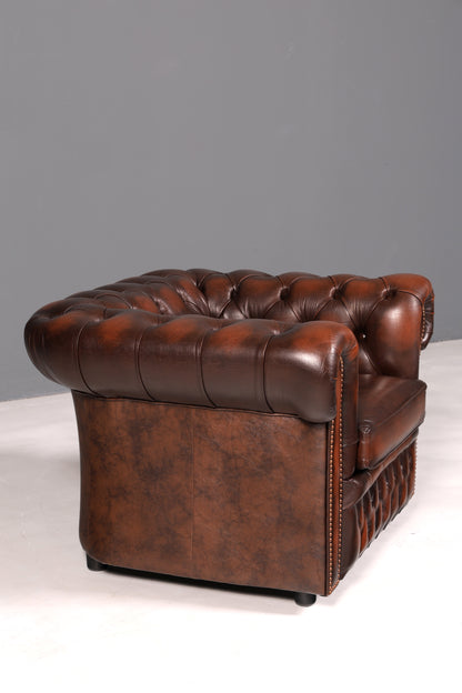 Elegant Original Centurion Chesterfield Armchair from England, English Wingback Armchair, Gentleman’s Armchair, Leather Armchair
