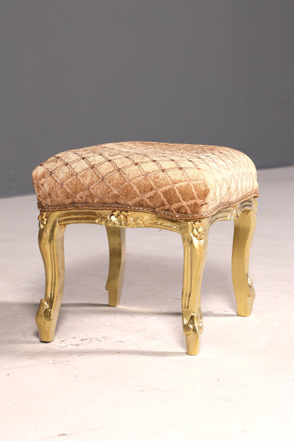 Traumhafter Barock Stil Hocker echt Holz Polster Schemel Fussablage