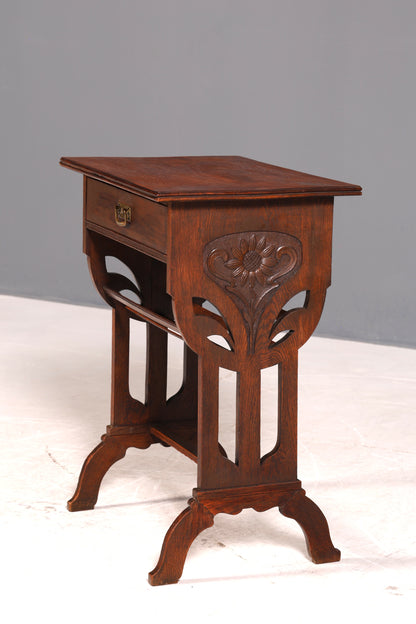 Filigrane Jugendstil Kommode Eiche Holz Antik Beistelltisch Nähtisch um 1910