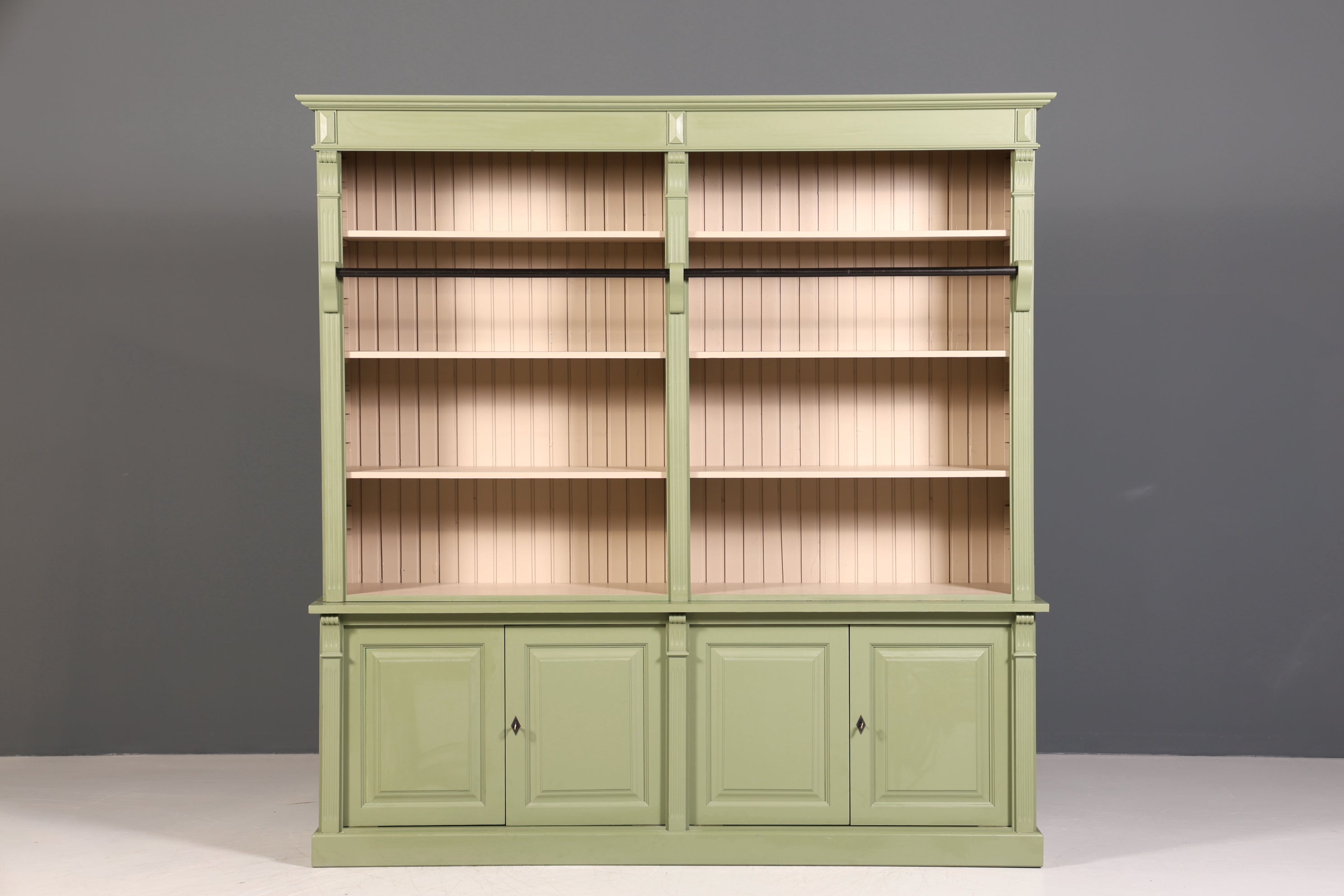 Traumhaftes XXL Landhaus Stil Bibliothek Bücherregal Schrank Antik Kolonial Stil Regal massiv Holz Buchablage