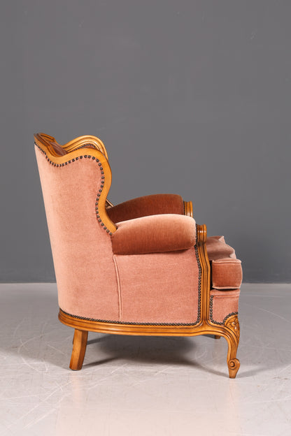 Edler Chippendale Armlehnsessel Barock Stil Samt Stoff Sessel Armchair Rococo Antik 1 von 4