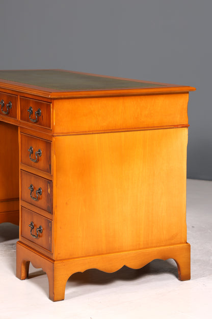Wunderschöner Englischer Schreibtisch Englisch Eibe Desk Leder Auflage Antik Stil Bürotisch Office Desk