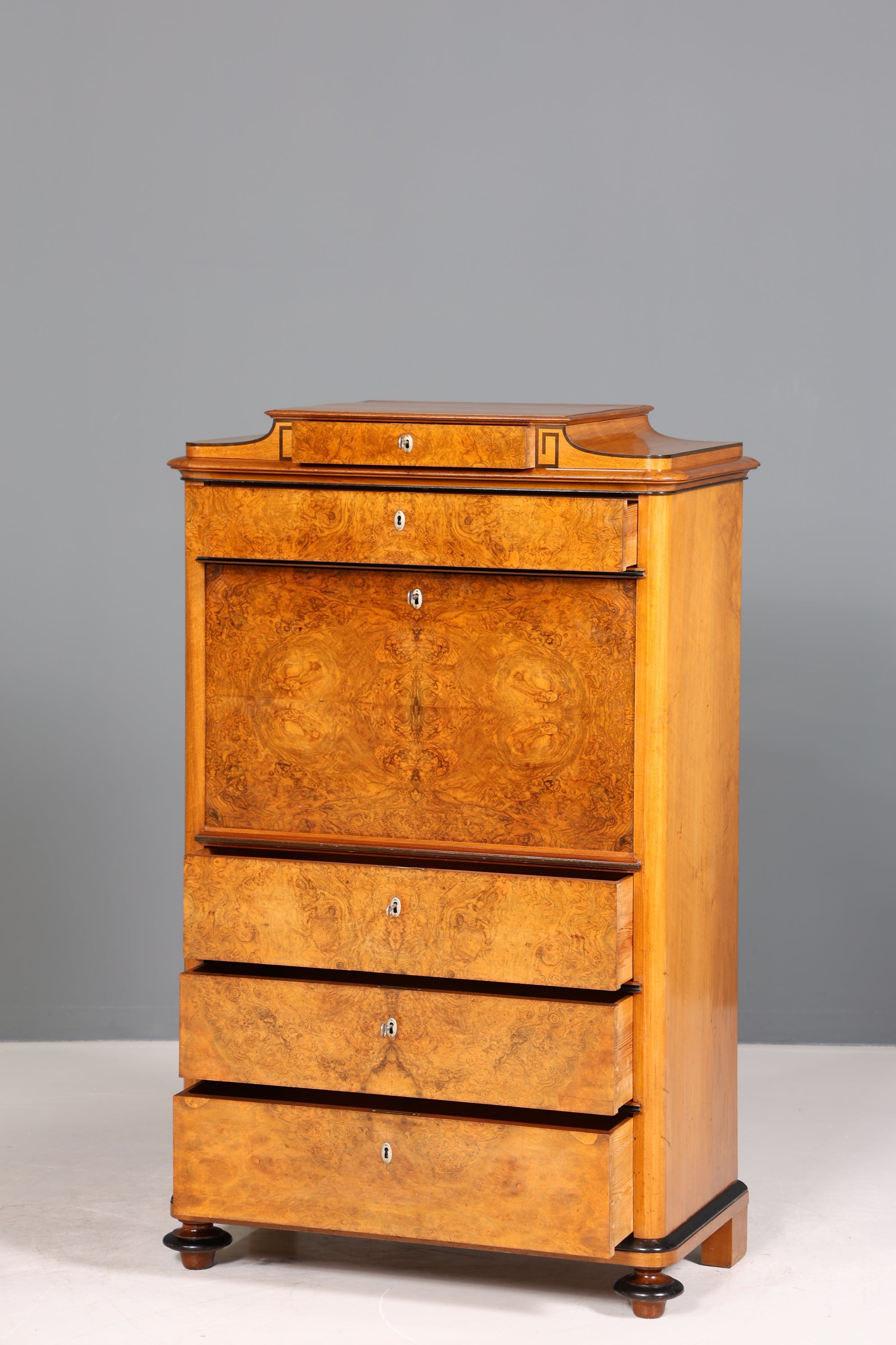 Stilvoller Biedermeier Sekretär Louis Philippe Vertiko Antik Kommode Schreibkommode Office Desk