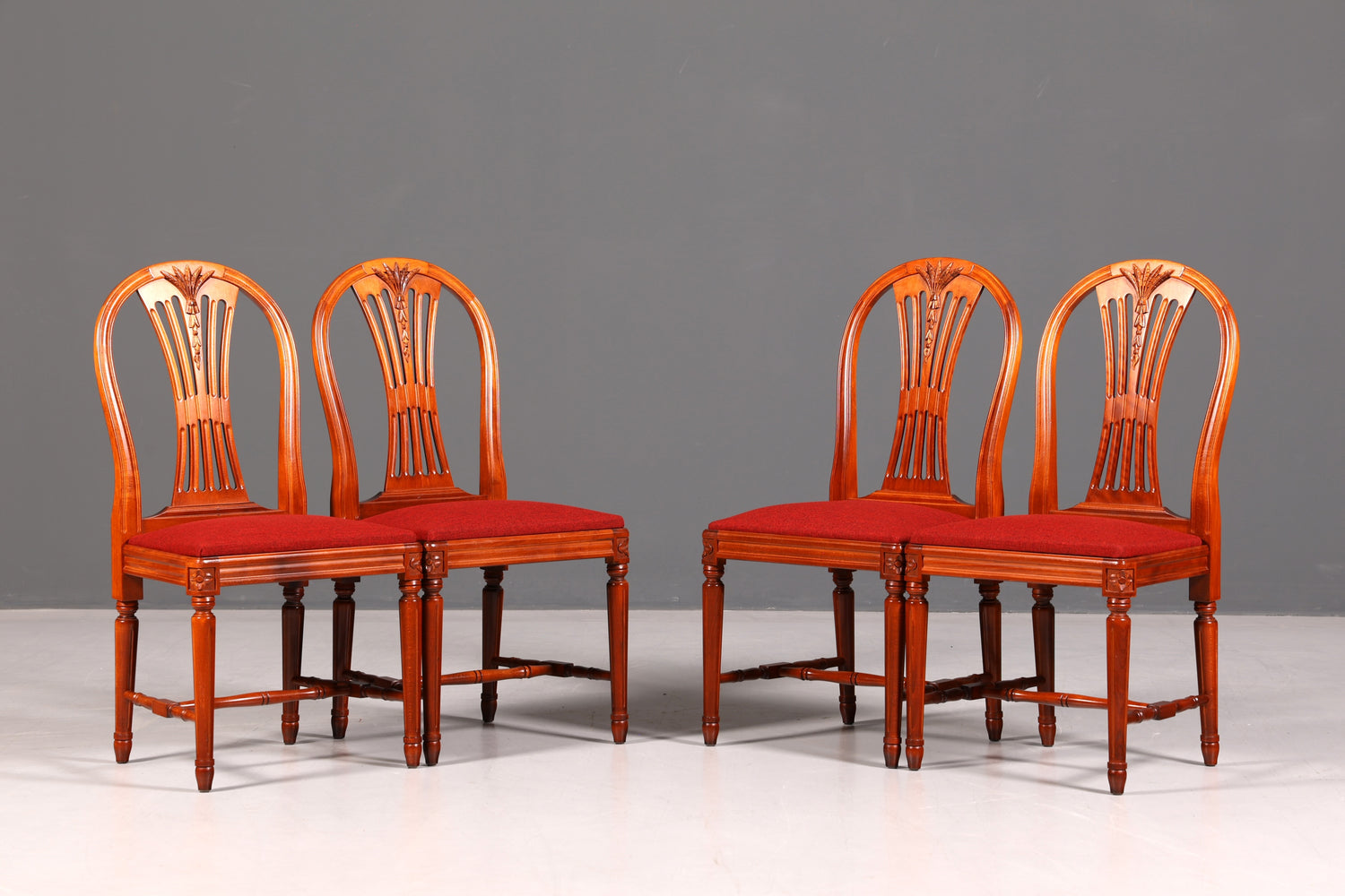 4x Edle Englische Stühle Englisch Dining Chairs Antik 60er Jahre Regency Küchenstühle Stuhlset