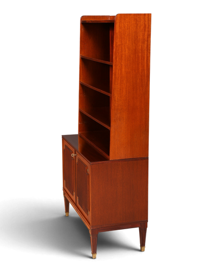 Hauptstadt Möblerei gustavian tarzı masif ahşap kitaplık, ayarlanabilir raflı ve alt dolaplı vintage highboard.