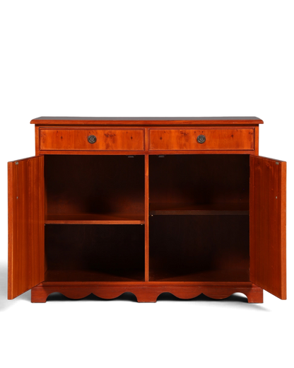 Hauptstadt Möblerei englisches Sideboard aus Eibenholz mit zwei Schubladen, Türen und dekorativem Wellensockel