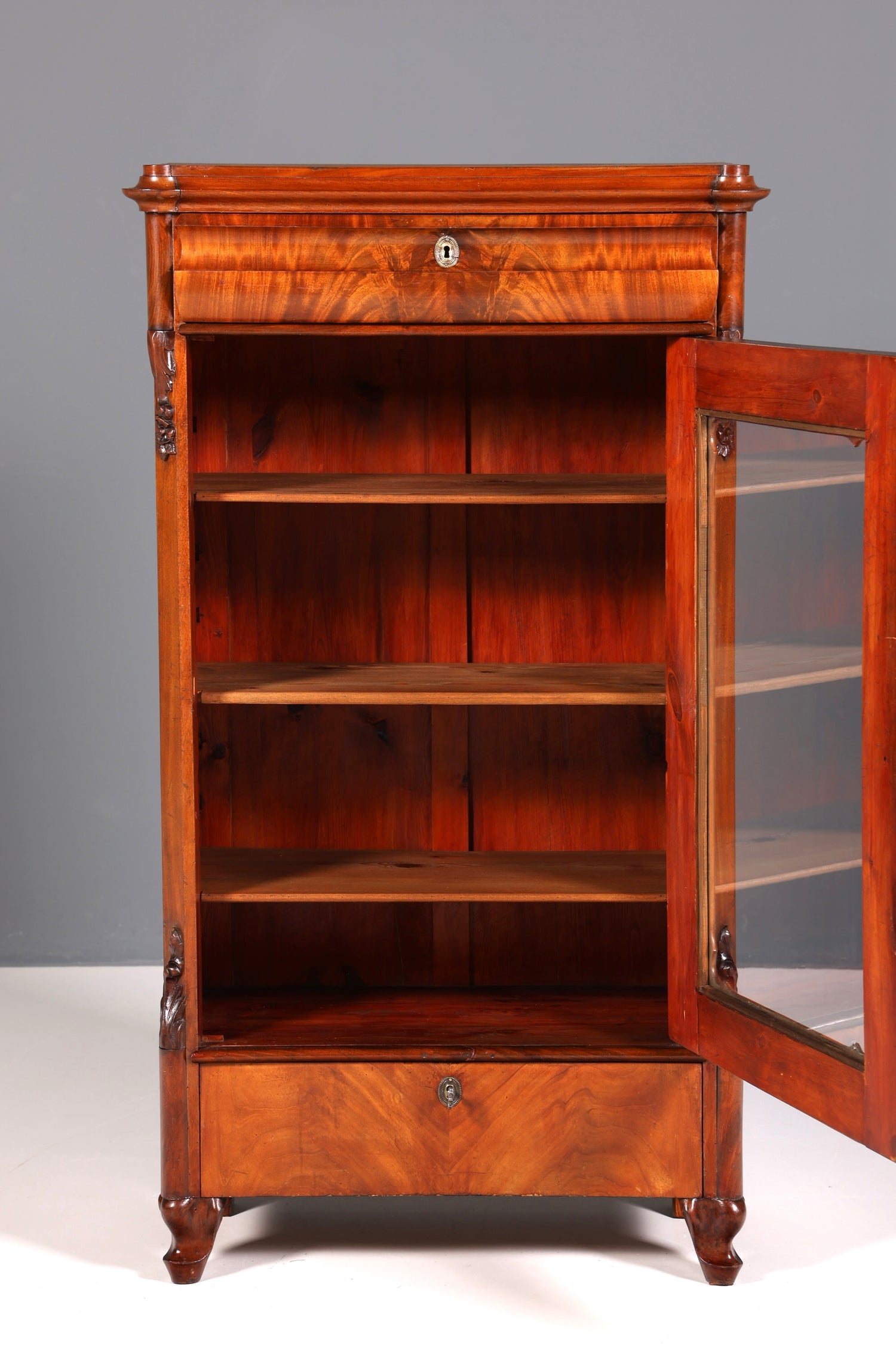 Traumhafte Louis Philippe Vitrine Antik Biedermeier Schrank echt Holz Geschirrschrank um 1880
