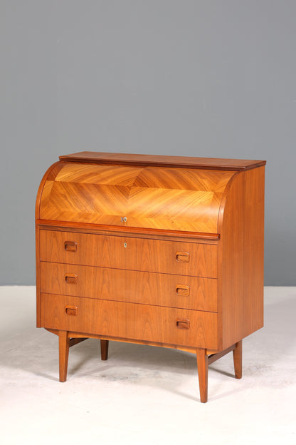 Wunderschöner Mid Century Rollladen Sekretär Danish Design echt Holz Schreibkommode 60er Jahre