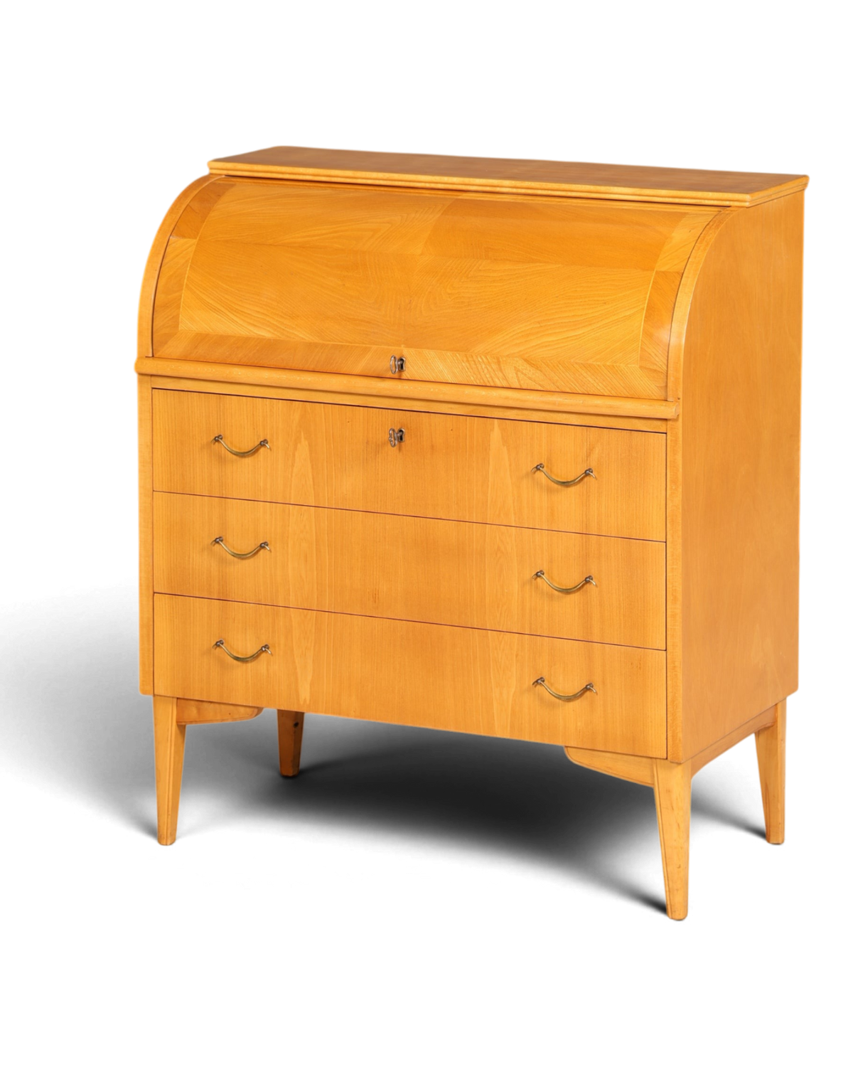 Stilvoller Mid Century Rollladen Sekretär echt Holz Büro Schrank Vintage Schreibkommode