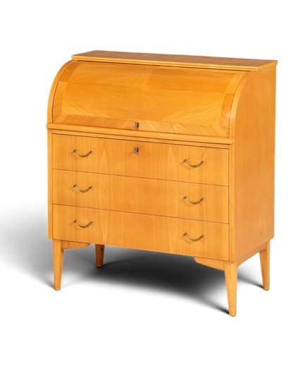 Stilvoller Mid Century Rollladen Sekretär echt Holz Büro Schrank Vintage Schreibkommode