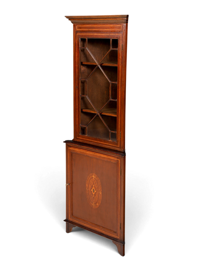G577 Finish cm Wunderschöne Englische Eckvitrine Mahagoni Antik 60s echt Holz Schrank Eckschrank Glasvitrine (Kopie)