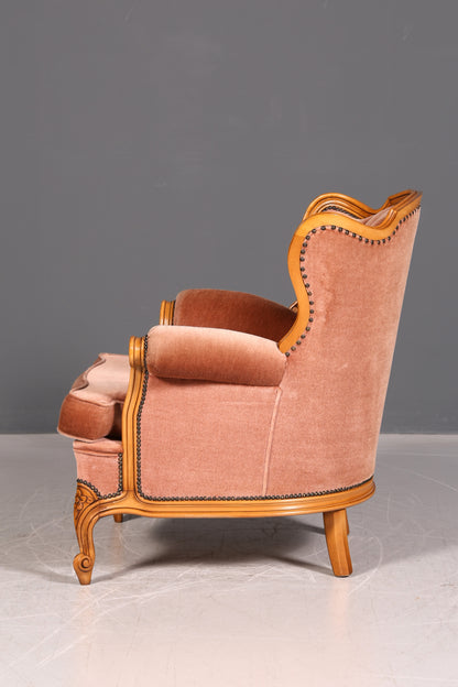 Edler Chippendale Armlehnsessel Barock Stil Samt Stoff Sessel Armchair Rococo Antik 2 von 4