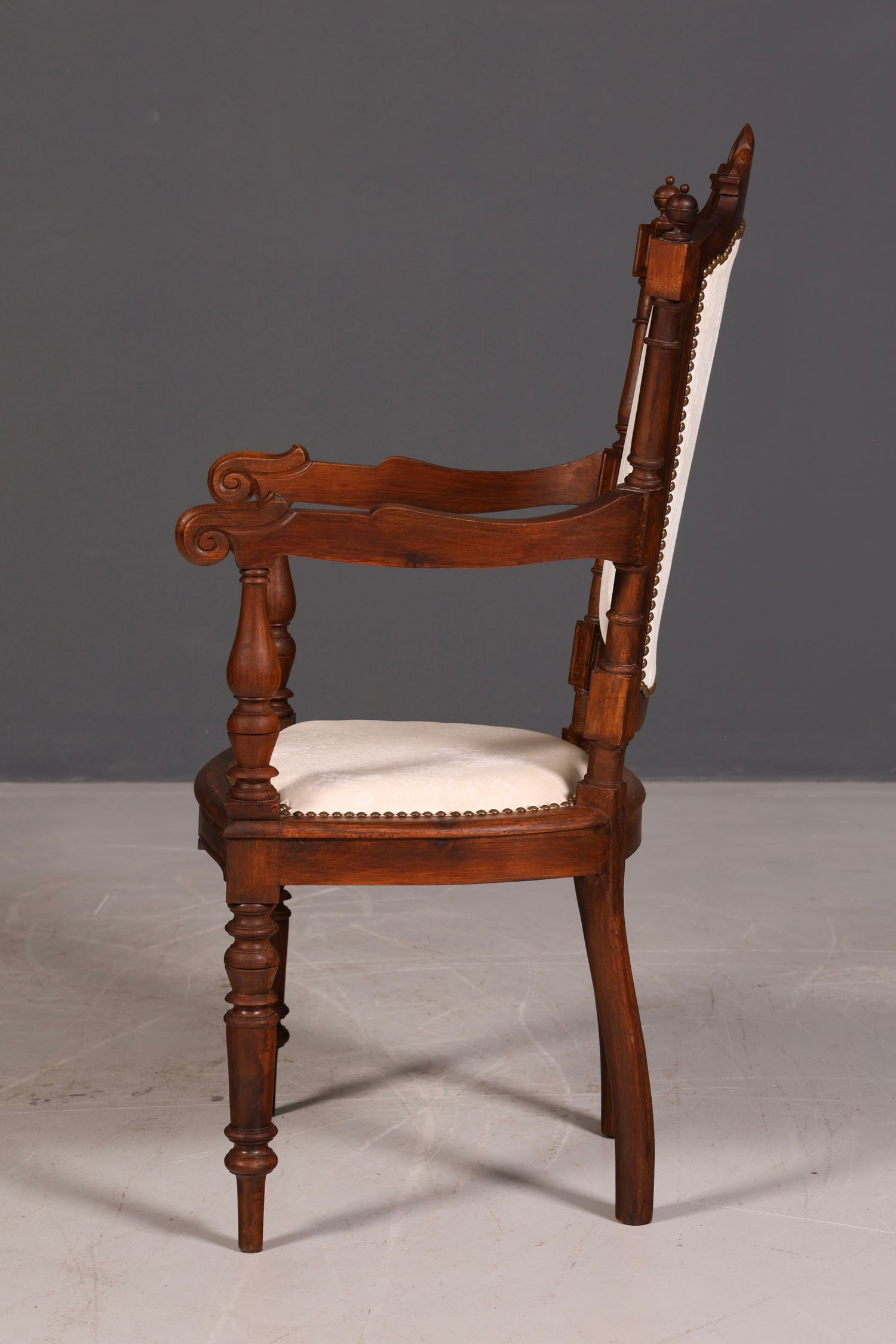 Elegant Neo-Renaissance armchair, antique Historicist chair, Gründerzeit secretary chair, desk chair, upholstered chair 2 of 2