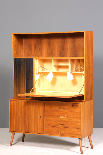 Wunderschöner Mid Century Schrank Bücherregal Sekretär Vintage Regal Highboard Holz Bookshelf VEB