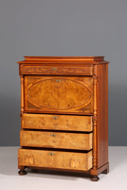 Stilvoller Gründerzeit Sekretär Vertiko Nussbaum Highboard Louis Philippe Kommode Sekretär Schrank um 1880