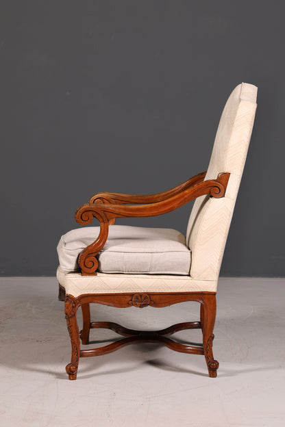 Elegant Louis Philippe Gründerzeit antique armchair with armrests and upholstery, 1 of 2