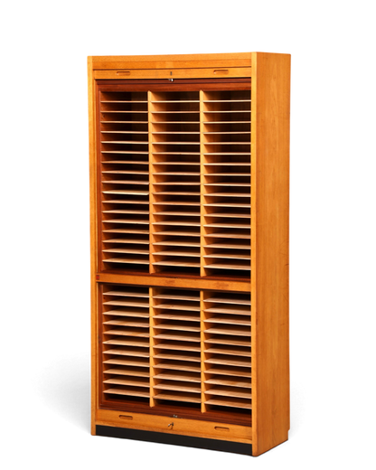Schlichter Mid Century Rollladenschrank Bauhaus Vintage Apothekerschrank Art Deco Büro Aktenschrank