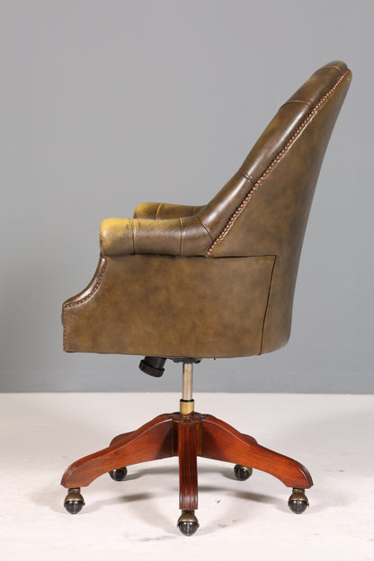 Wunderschöner Original Chesterfield Bürosessel &quot;Wade&quot; echt Leder Sessel Bürostuhl Captain Chair Sessel Office Chair 2 von 2