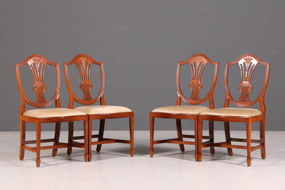 Edles 4x Englische Stühle Set Hepplewhite Stil Dining Chairs Antik Esszimmerstühle Küchenstühle Stuhlset Vintage