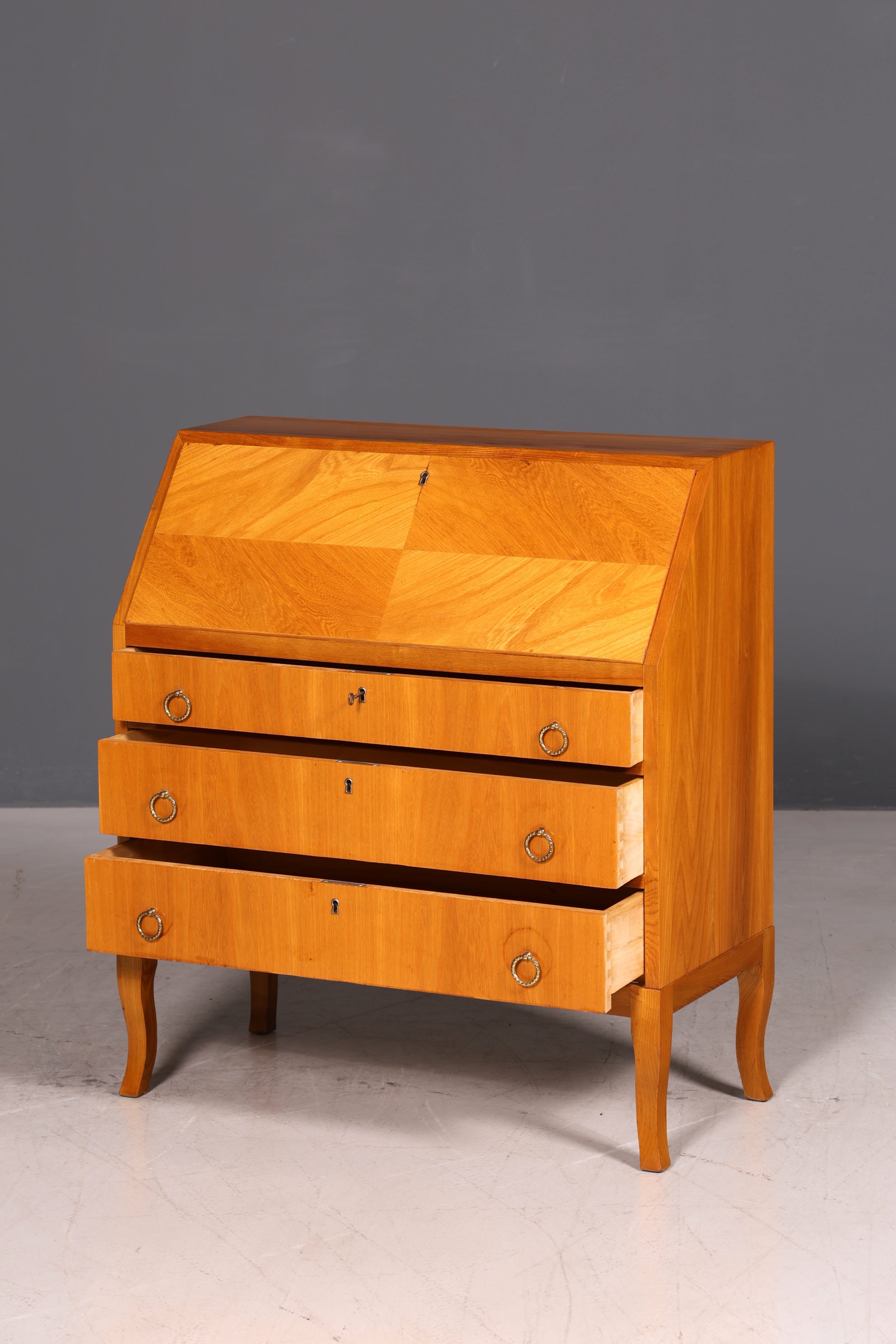 G677 Finish cm Schlichter Mid Century Sekretär Vintage Schreibmöbel echt Holz Kommode Office Secretary (Kopie)