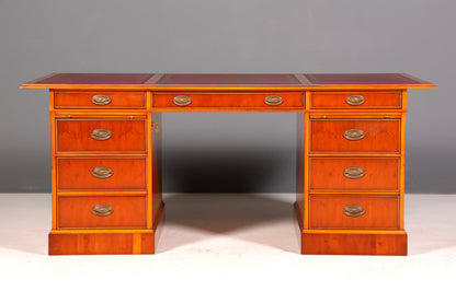 G721 Finish cm HELDENSE Wunderschöner Englischer Schreibtisch Englisch Eibe Desk Leder Auflage Antik Stil Bürotisch Office Desk (Kopie)