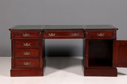 Wunderschöner Englischer Schreibtisch Mahagoni echt Lederauflage Bürotisch Partner Desk Office Desk Antik Vintage