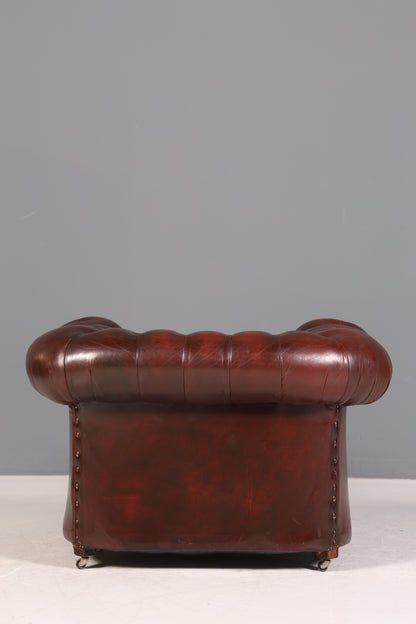 Stilvoller Original Chesterfield Sessel Englisch Oxblood Leder Armlehnsessel Herrensessel